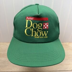 Purina Dog Chow Hat Men's Green Snapback Dog Food Vintage USA Cap Pre-Owned
